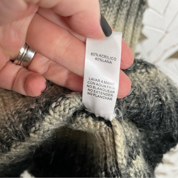 Zaria Black & Cream Open Stitch Striped Pop Over Sweater - Picture 5 of 5